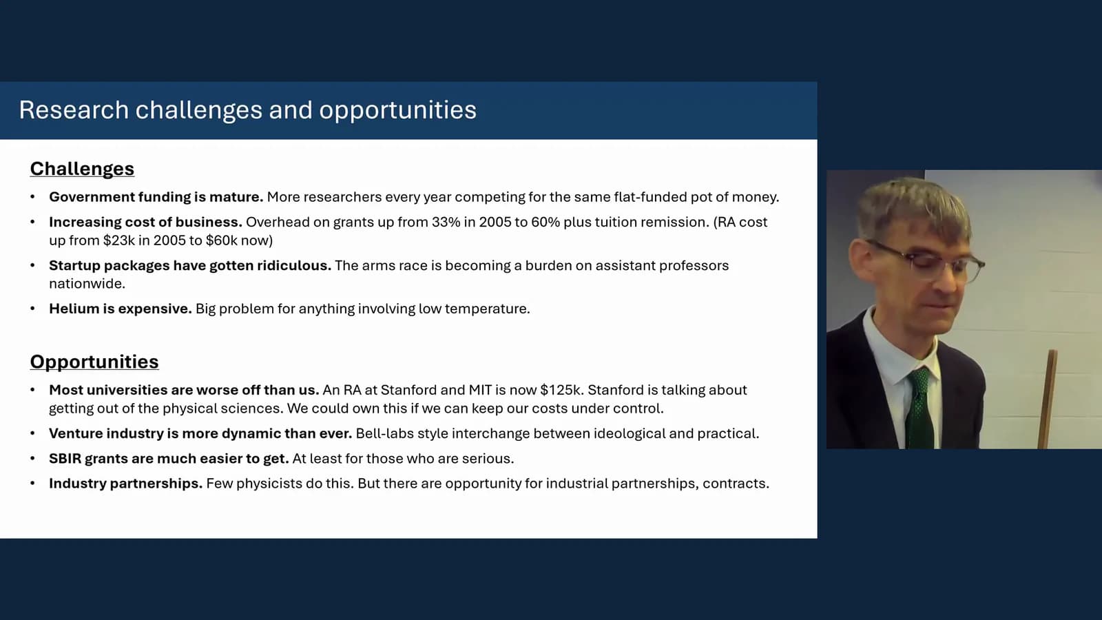 Peter Abbamonte presenting research challenges and opportunities